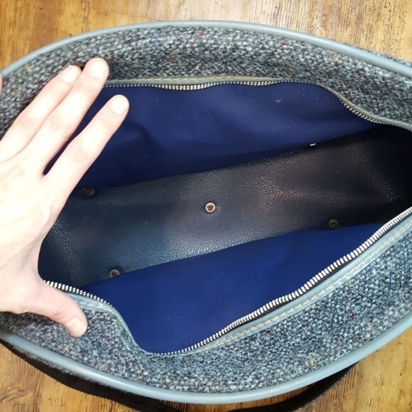Vintage 70's Skyway Blue Tweed Travel Bag - Picture 7 of 8